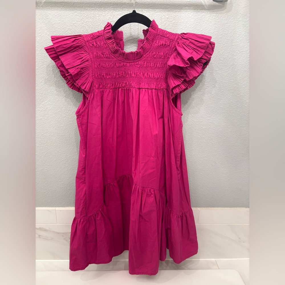Vibrant Pink Ruffle Sleeve Dress, Love the Label